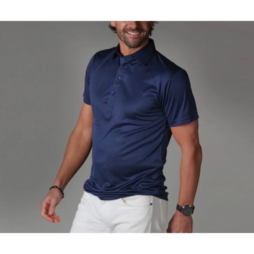 NWOT Collars & Co. Men’s Original Semi-Spread Collar Performance Polo Navy SZ S